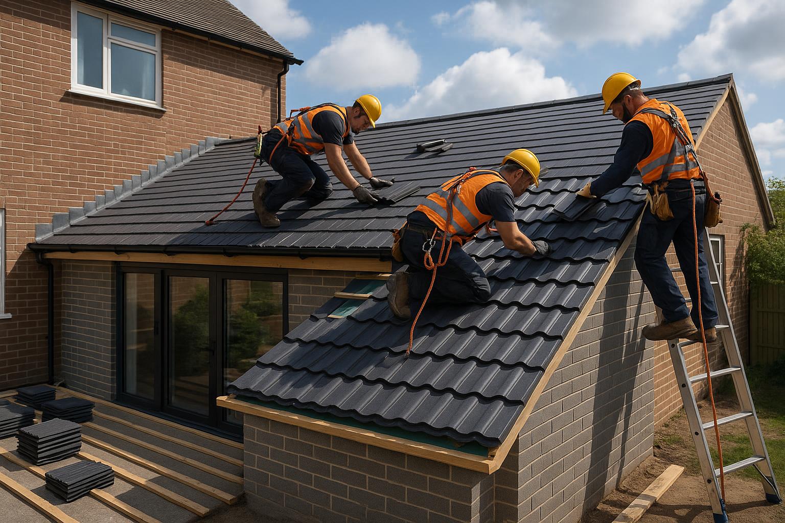 Gable Roofing Glasgow team at work - professional roofing contractors Glasgow installing fascia and soffits