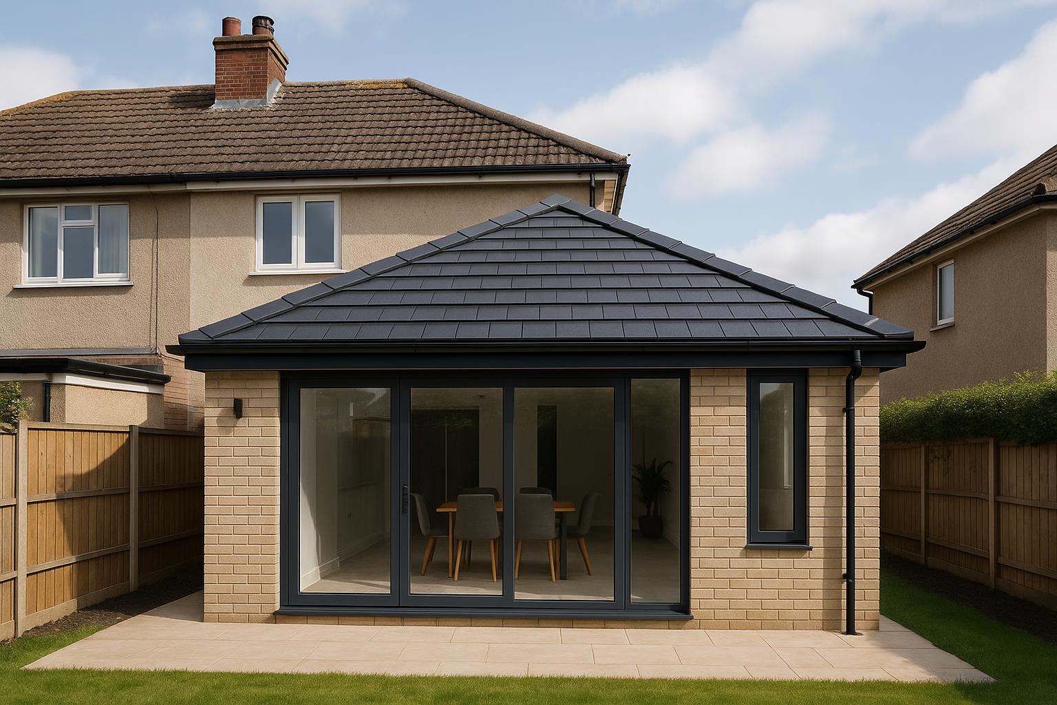 Extension built and roofed